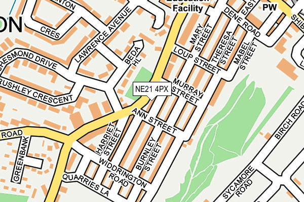 NE21 4PX map - OS OpenMap – Local (Ordnance Survey)