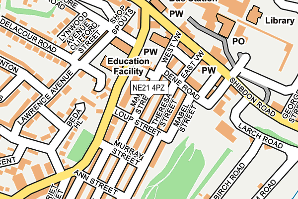 NE21 4PZ map - OS OpenMap – Local (Ordnance Survey)