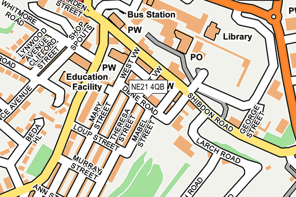 NE21 4QB map - OS OpenMap – Local (Ordnance Survey)