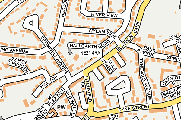 NE21 4RA map - OS OpenMap – Local (Ordnance Survey)