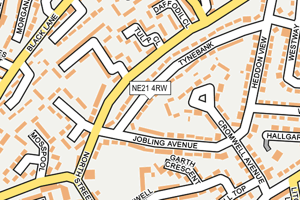 NE21 4RW map - OS OpenMap – Local (Ordnance Survey)