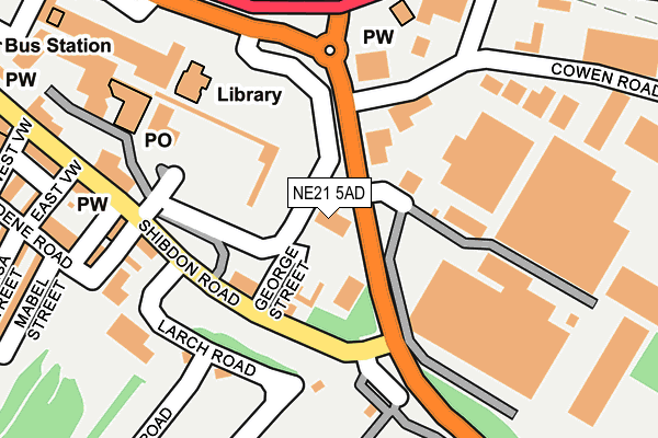 NE21 5AD map - OS OpenMap – Local (Ordnance Survey)