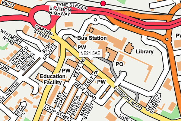 NE21 5AE map - OS OpenMap – Local (Ordnance Survey)