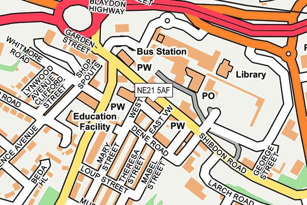 NE21 5AF map - OS OpenMap – Local (Ordnance Survey)