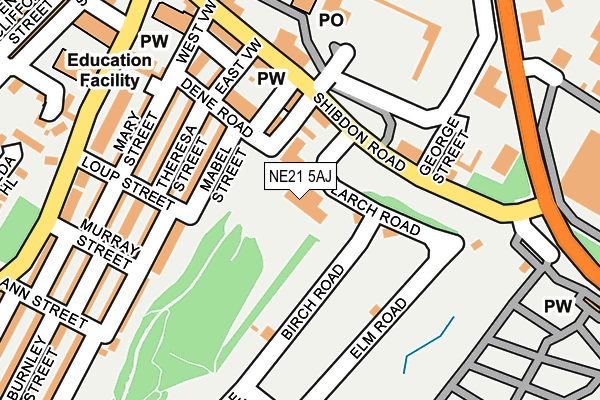 NE21 5AJ map - OS OpenMap – Local (Ordnance Survey)