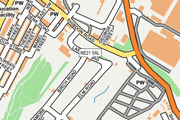 NE21 5AL map - OS OpenMap – Local (Ordnance Survey)