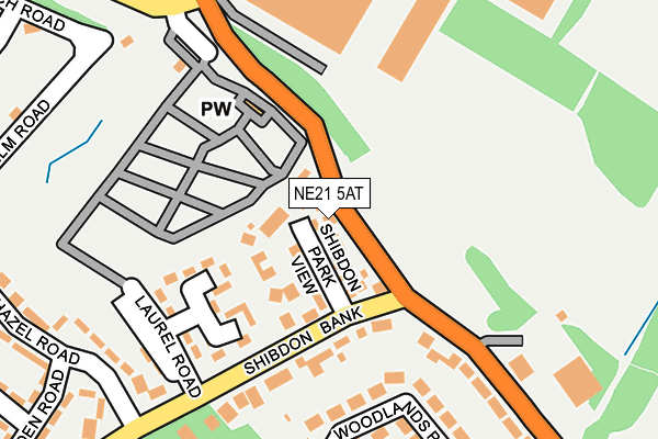 NE21 5AT map - OS OpenMap – Local (Ordnance Survey)