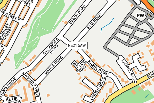 NE21 5AW map - OS OpenMap – Local (Ordnance Survey)