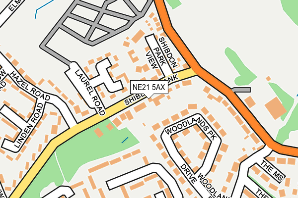 NE21 5AX map - OS OpenMap – Local (Ordnance Survey)