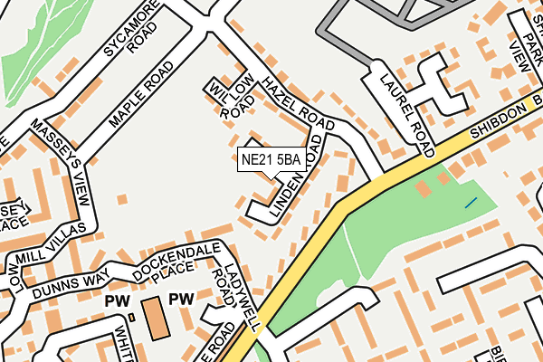 NE21 5BA map - OS OpenMap – Local (Ordnance Survey)