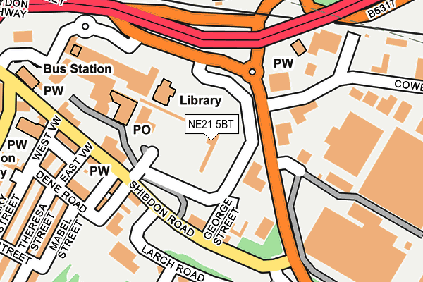 NE21 5BT map - OS OpenMap – Local (Ordnance Survey)