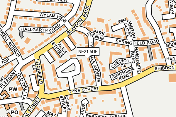 NE21 5DF map - OS OpenMap – Local (Ordnance Survey)