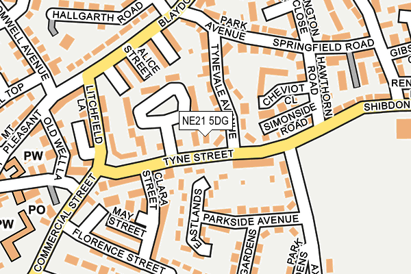 NE21 5DG map - OS OpenMap – Local (Ordnance Survey)