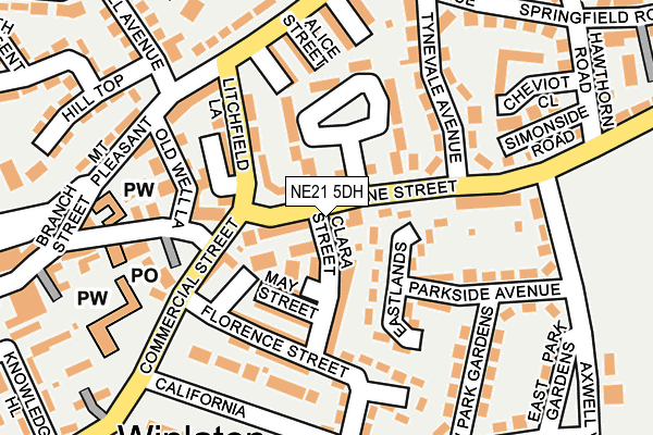 NE21 5DH map - OS OpenMap – Local (Ordnance Survey)