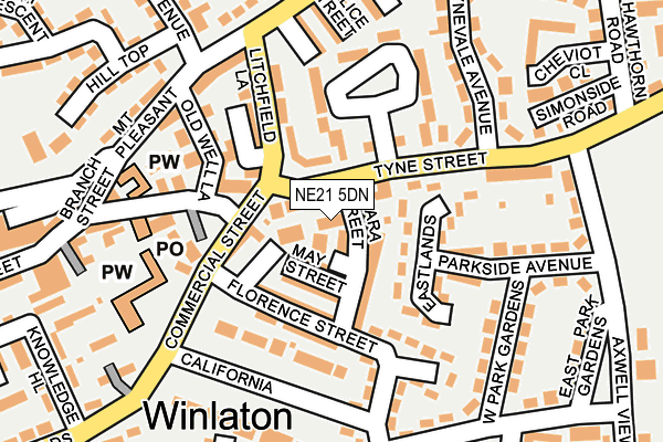 NE21 5DN map - OS OpenMap – Local (Ordnance Survey)