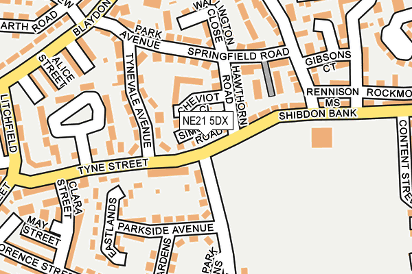 NE21 5DX map - OS OpenMap – Local (Ordnance Survey)