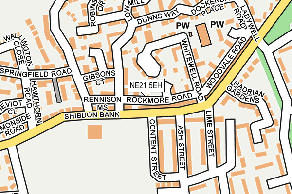 NE21 5EH map - OS OpenMap – Local (Ordnance Survey)