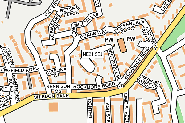 NE21 5EJ map - OS OpenMap – Local (Ordnance Survey)