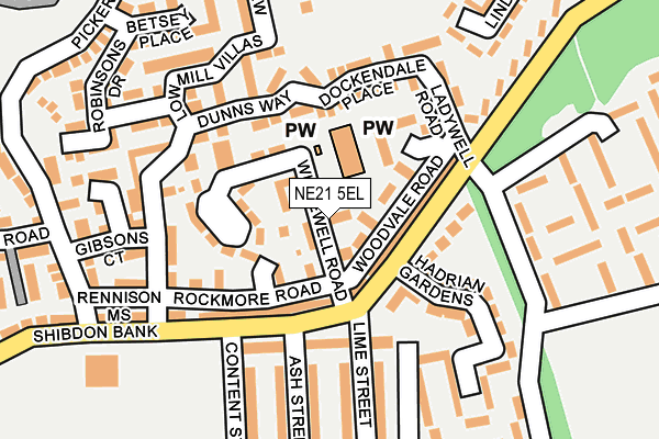 NE21 5EL map - OS OpenMap – Local (Ordnance Survey)