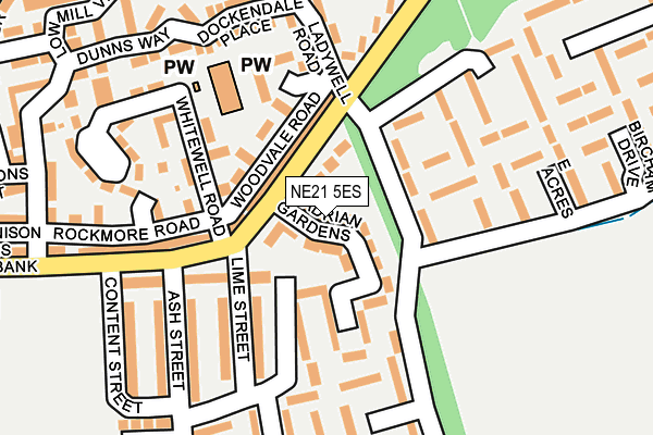 NE21 5ES map - OS OpenMap – Local (Ordnance Survey)