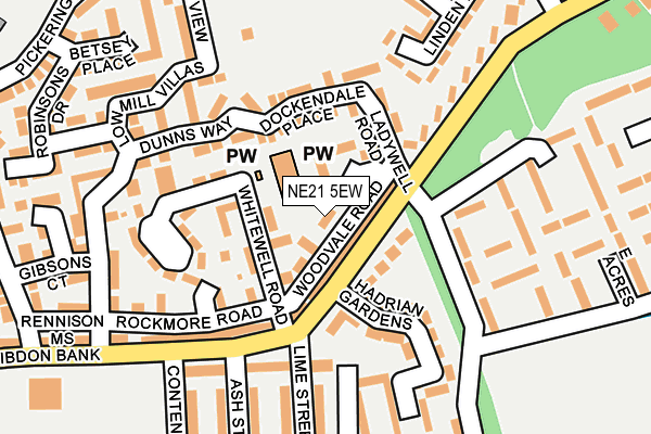 NE21 5EW map - OS OpenMap – Local (Ordnance Survey)