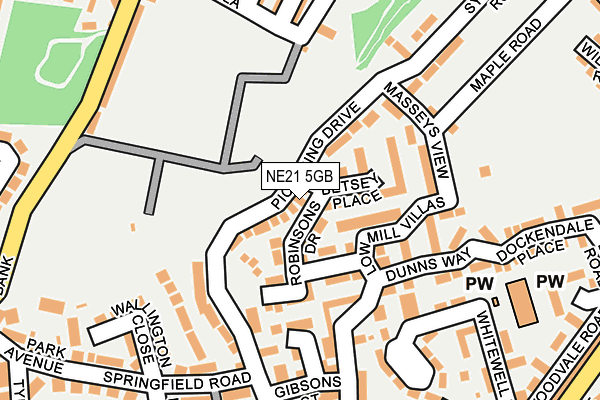 NE21 5GB map - OS OpenMap – Local (Ordnance Survey)