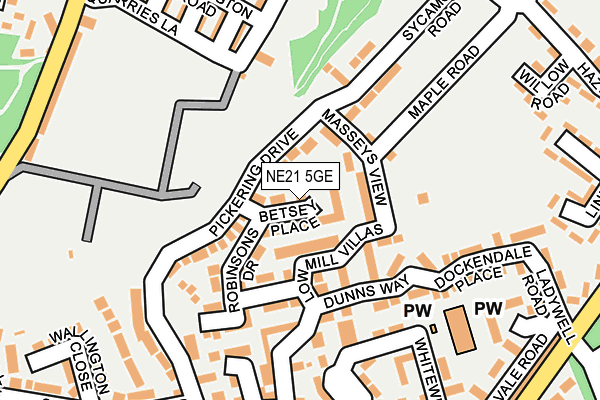 NE21 5GE map - OS OpenMap – Local (Ordnance Survey)