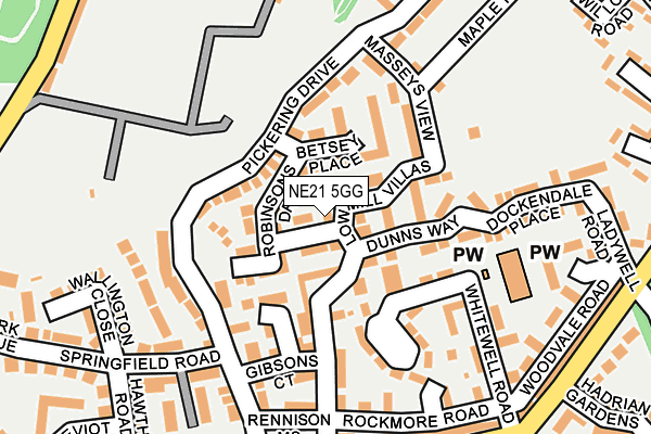 NE21 5GG map - OS OpenMap – Local (Ordnance Survey)