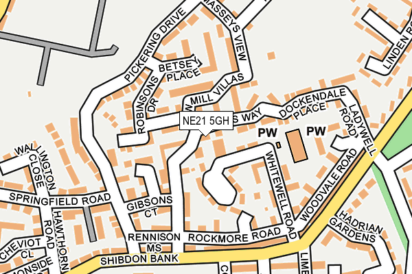 NE21 5GH map - OS OpenMap – Local (Ordnance Survey)