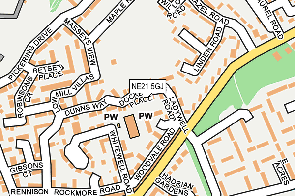 NE21 5GJ map - OS OpenMap – Local (Ordnance Survey)