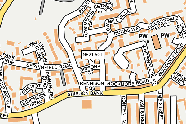 NE21 5GL map - OS OpenMap – Local (Ordnance Survey)