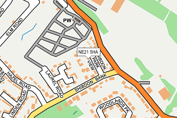NE21 5HA map - OS OpenMap – Local (Ordnance Survey)