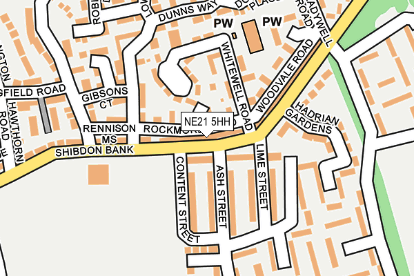 NE21 5HH map - OS OpenMap – Local (Ordnance Survey)