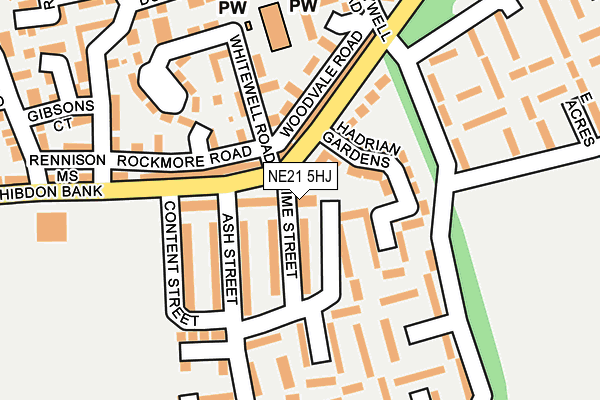 NE21 5HJ map - OS OpenMap – Local (Ordnance Survey)