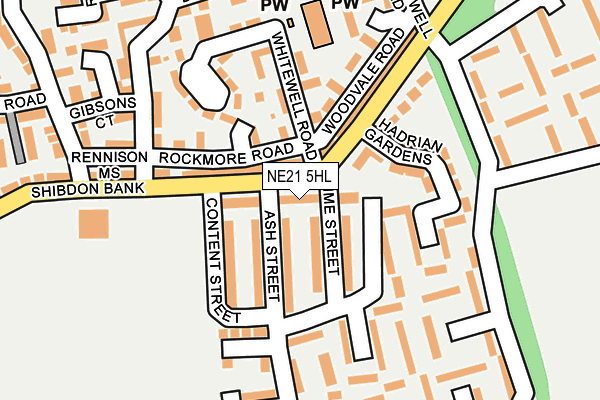 NE21 5HL map - OS OpenMap – Local (Ordnance Survey)