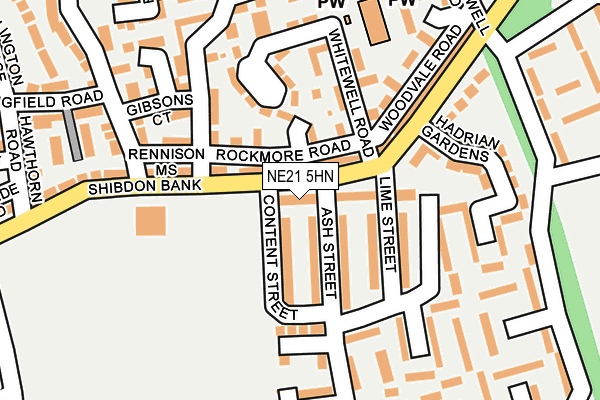 NE21 5HN map - OS OpenMap – Local (Ordnance Survey)