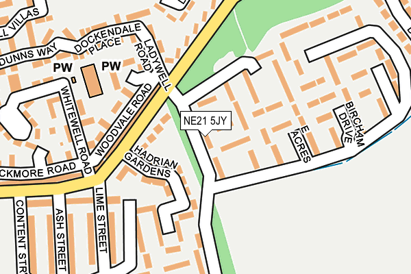 NE21 5JY map - OS OpenMap – Local (Ordnance Survey)