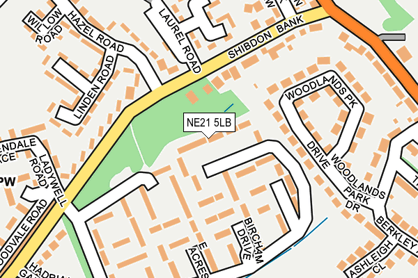 NE21 5LB map - OS OpenMap – Local (Ordnance Survey)