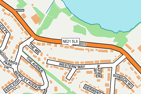 NE21 5LX map - OS OpenMap – Local (Ordnance Survey)