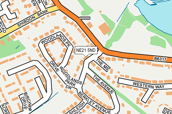 NE21 5ND map - OS OpenMap – Local (Ordnance Survey)