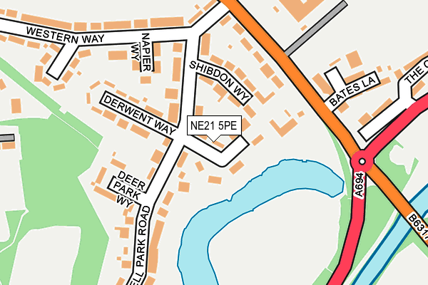 NE21 5PE map - OS OpenMap – Local (Ordnance Survey)