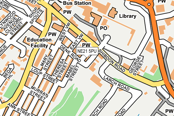 NE21 5PU map - OS OpenMap – Local (Ordnance Survey)