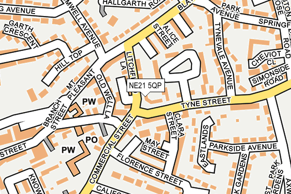 NE21 5QP map - OS OpenMap – Local (Ordnance Survey)
