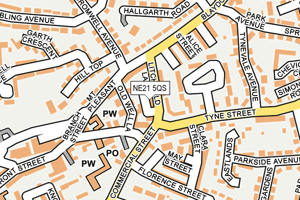 NE21 5QS map - OS OpenMap – Local (Ordnance Survey)