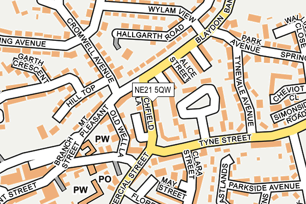 NE21 5QW map - OS OpenMap – Local (Ordnance Survey)