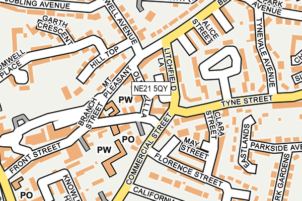 NE21 5QY map - OS OpenMap – Local (Ordnance Survey)