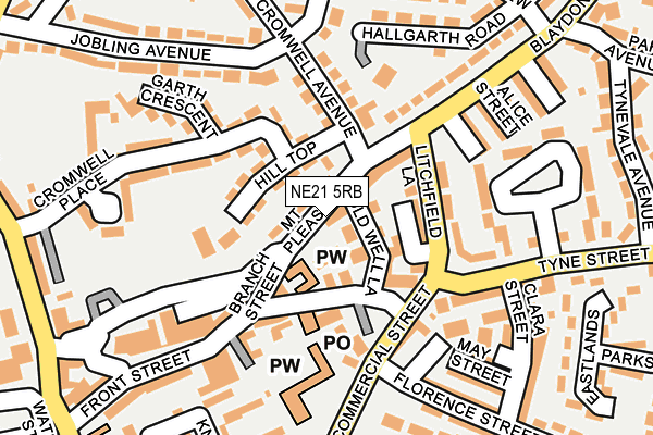 NE21 5RB map - OS OpenMap – Local (Ordnance Survey)