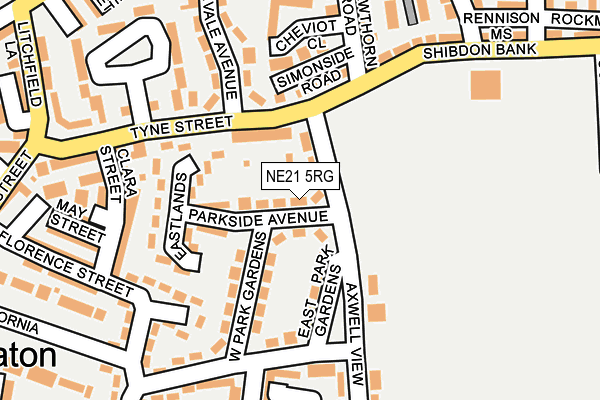 NE21 5RG map - OS OpenMap – Local (Ordnance Survey)