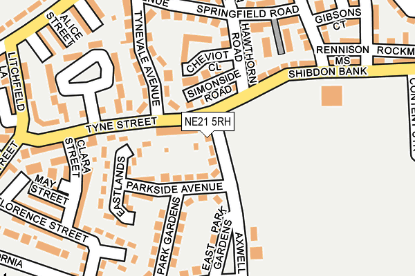NE21 5RH map - OS OpenMap – Local (Ordnance Survey)