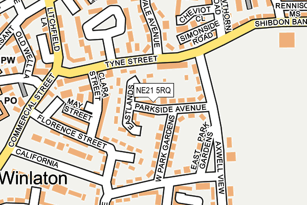 NE21 5RQ map - OS OpenMap – Local (Ordnance Survey)